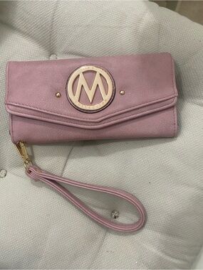 MIA K COLLECTION Dusty Rose Wristlet Clutch with Gold Logo